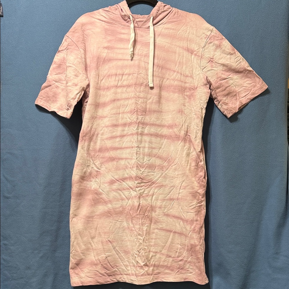 Pink Casual Hoodie Dress with Two Side Pockets Size M New